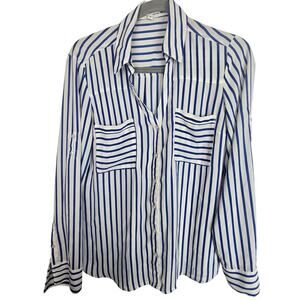 Express Womens Portofino Shirt Striped Size M Career Corp Boss Babe Work Office